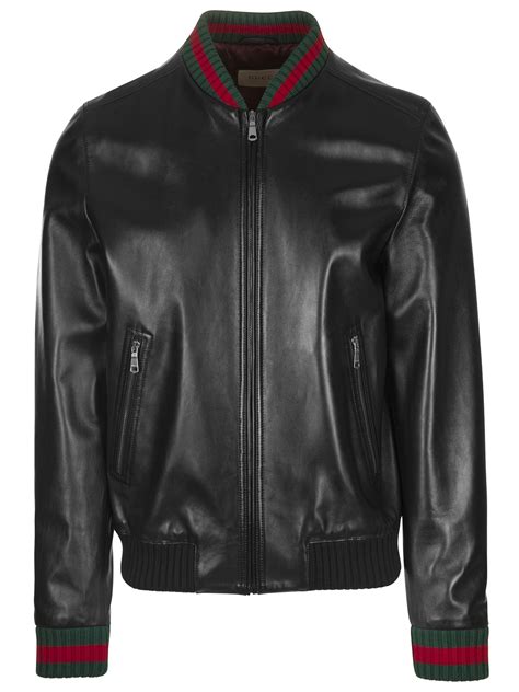 gucci leather jacket women|gucci web black leather jacket.